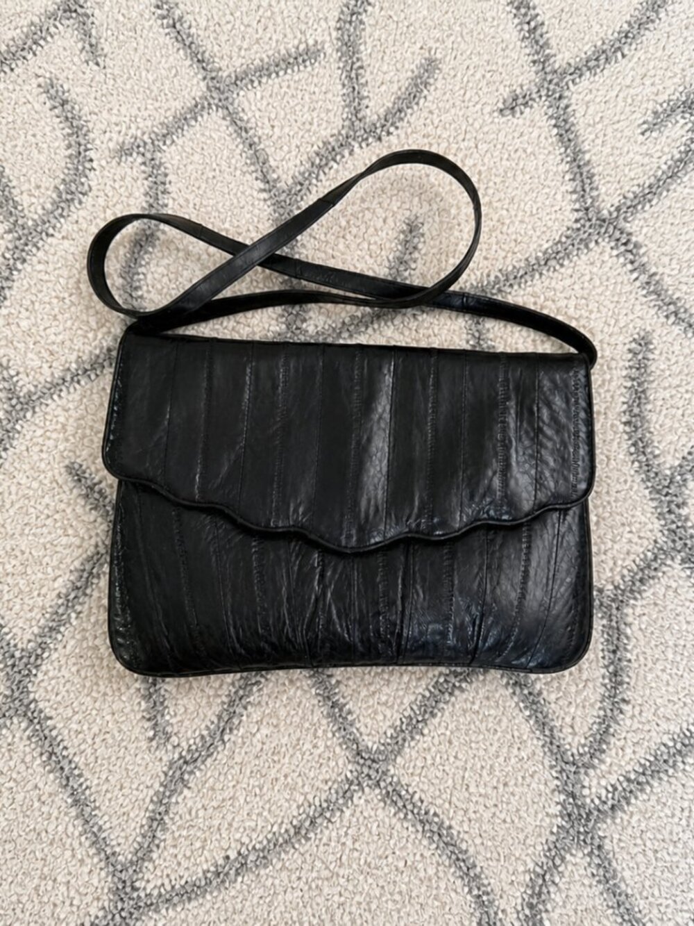 Vintage genuine black Eel skin clutch bag